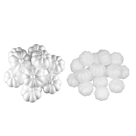 Prettyia 30 Pieces Solid White Halloween Pumpkin Polystyrene