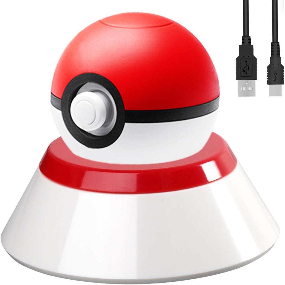 2-in-1 Charger Cable Set with Stand for Nintendo Switch Poke Ball Plus Controller, Flash Fast Charging Dock Stand Station Holder Kit for Nintendo Pokémon Lets Go Pikachu Eevee Game Controller - 2.8FT