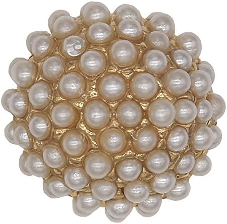 4 Pieces Sew-On Floral Plastic Pearl Rhinestone Buttons with Shank for Clothing Decoration and DIY Crafts 0.6 inch