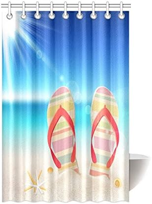 Amazon Com Summer Starfish Flip Flop On Beach Waterproof Bathroom Decor Fabric Shower Curtain Polyester 48 X 72 Inches Home Kitchen