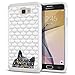 Samsung Galaxy On7 2016/ On Nxt / J7 Prime G610 Case, Fincibo (TM) Dual Layer Shock Proof Hybrid Hard Protector Cover Anti-Drop Silicone Star Studded Rhinestone Bling, Blue Gray British Shorthair Cat