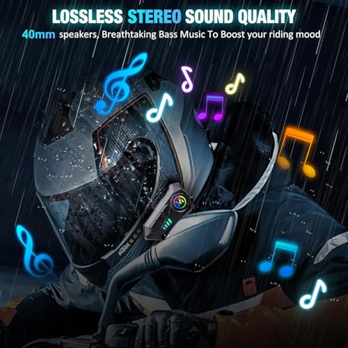 FEYA Motorcycle Helmet Speakers - Super Long Battery Life, Motorbike Headset Single Use Headset with Soft/Hard Mic,IPX6 Automatic Answer/Music Control/Intelligent Noise/Wake up Siri - Y-M10