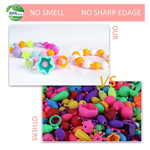 Little Girls Toys for Age 3 4 5 6 Pop Beads 600 Pcs Jewelry Making Gifts Arts and Crafts for Kids Necklace and Bracelet and Ring Creativity DIY Set