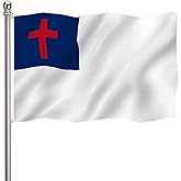 Christian Jesus Cross Flag 3x5 Outdoor Double Sided 3 Ply-Vivid Color Clear Pattern Reinforcement Sewing Durable Polyester with 2 Brass Grommets