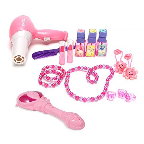 Yosoo Girls Dressing Make Up Table Kids Toy Vanities Mirror Pretend Makeup Vanity Table Set