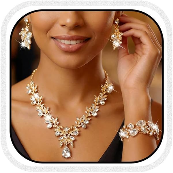 rose gold dress jewelry Amazon.com: Hapibuy Crystal Gold Bridal Wedding Necklace and Earrings  Jewelry Set Bracelets For Women and Brides: Clothing, Shoes & Jewelry