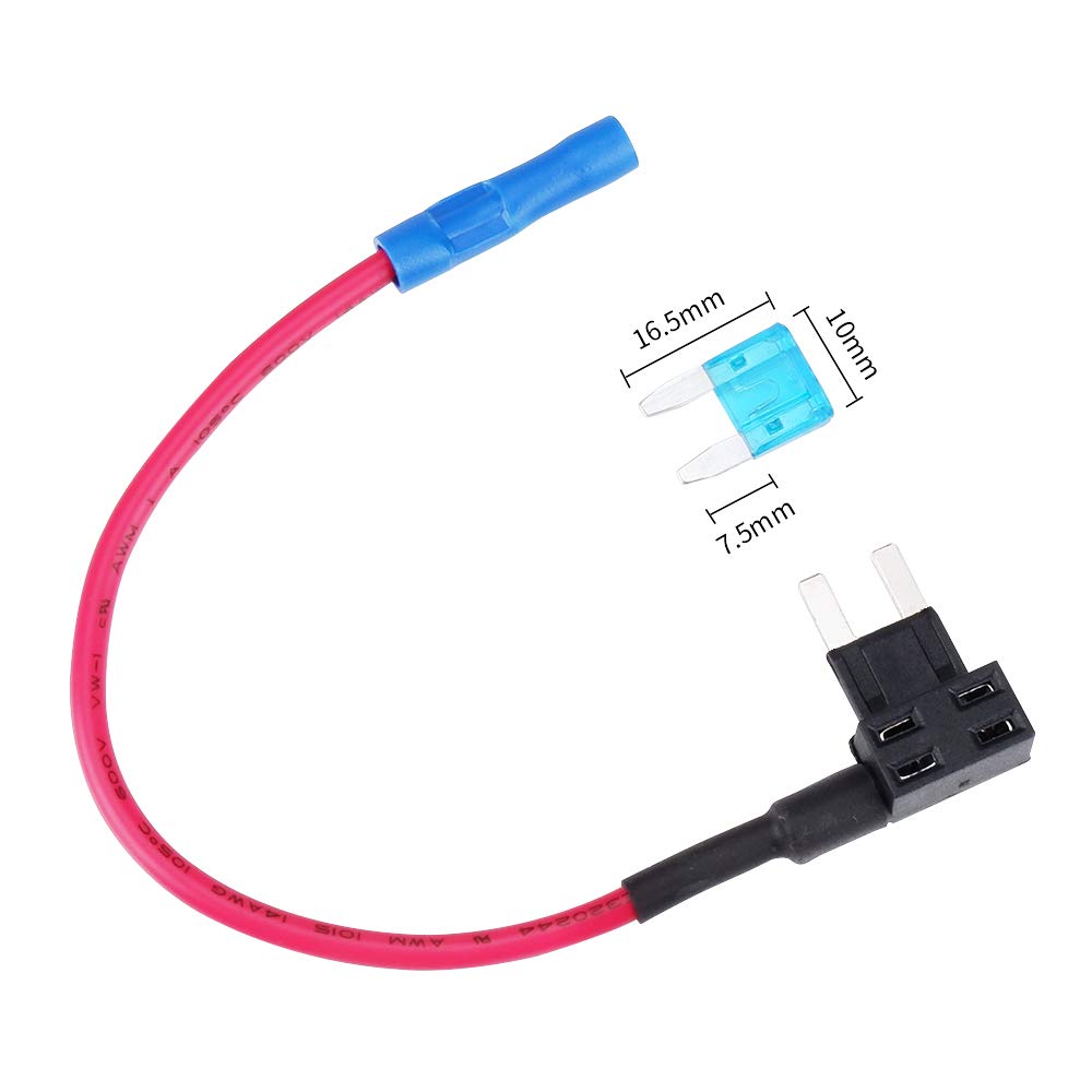 MUYI 5 Pack Add-a-circuit 14 Gauge Fuse Tap for Mini Blade Fuse - Fuse included