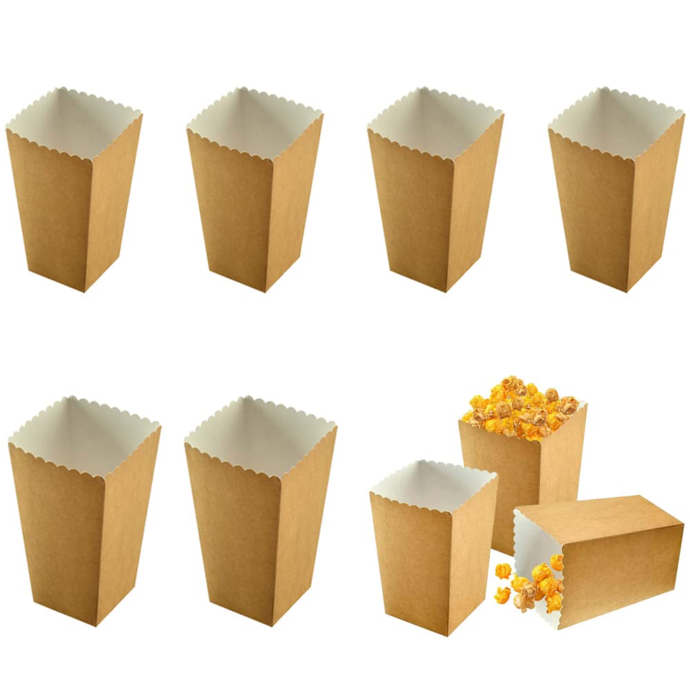 50 Pcs Popcorn Paper Boxes, Popcorn Favor Boxes, Popcorn Boxes Paper, Candy Cardboard Container, Popcorn Favor Containers, for Parties, Sweets, Popcorn, Kids, Gifts, Birthdays and Wedding, 2 Sizes