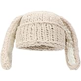 GESALOP Y2k Aesthetic Beanie Knit Beanie Hats Cute Bunny Long Ears Hat Y2k Acccessories Crochet Beanie Bunny Ears Beanie
