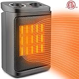 Space Heater Electric Heater Portable PTC Ceramic Heater with Adjustable Thermostat, Fan Quiet and Overheat Protection ETL Listed for Office Home Kitchen Bedroom and Dorm, 800/1500W              