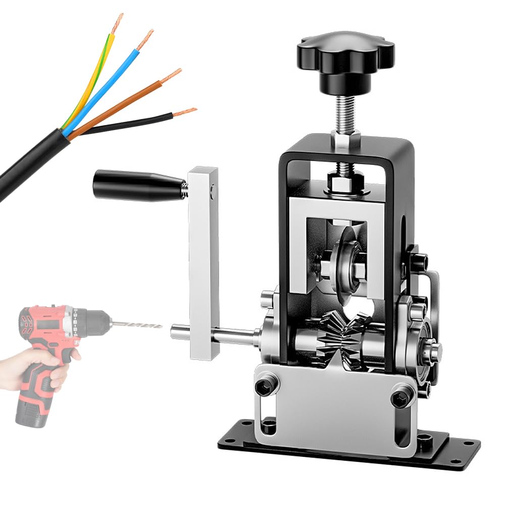 Manual Wire Stripping Machine, Afenau Cable Stripper Machine with Hand Crank or Drill Powered, Portable Wire Stripper Machine, Adjustable Cable Stripping Machine for 1-20 mm Scrap Copper Recycling