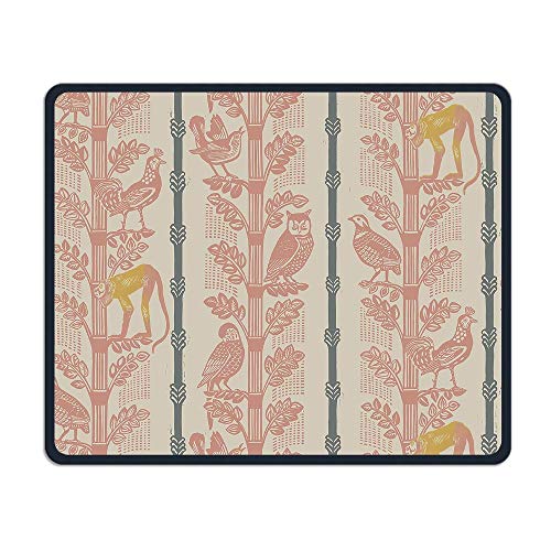 Monkey Brid Owl Gaming Mouse Pad Comfortable Stitched Edges Non-Slip Rubber Base Mousepad for Laptop,Computer & PC 11.81Ãƒâ€”9.84Ãƒâ€”0.12 Inches