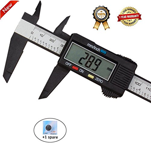 Diagtree 150mm 6inch LCD Digital Electronic Digital Vernier Caliper Carbon Fiber Vernier Caliper Gauge Micrometer Measuring Micrometer - Auto Off Featured Measuring Tool