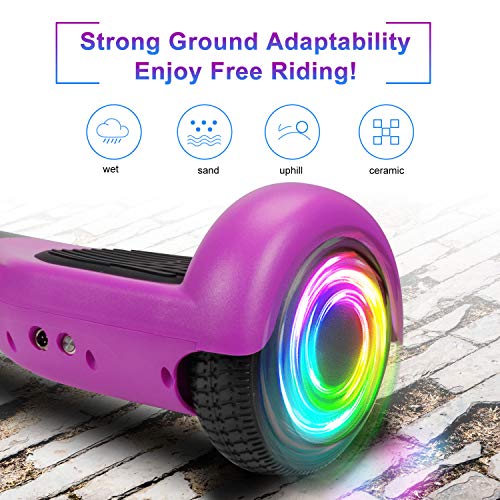 SISIGAD Hoverboard Self Balancing Scooter 6.5" Two-Wheel Self Balancing Hoverboard with LED Lights Electric Scooter for Adult Kids Gift UL 2272 Certified - Purple SISIGAD Hoverboard Self Balancing Scooter 6.5" Two-Wheel Self Balancing Hoverboard with LED Lights Electric Scooter for Adult Kids Gift UL 2272 Certified - Purple