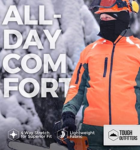 Black breathable balaclava for snowboarding and skiing.