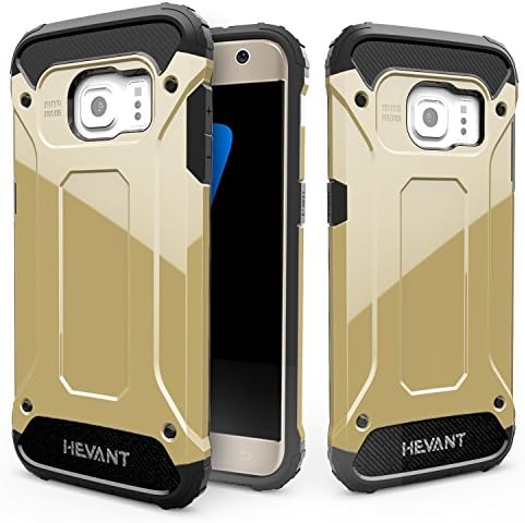 GHEVANT S7 Case,Shock proof case for S7,Armor design Case For S7,Soft TPU + Hard PC armor case,Fingerprint proof Smooth Surface Case for S7(Gold)