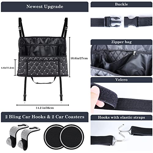 Car Handbag Holder, Purse Holder for Car Between Seats, PU Leather Car Pocket Purse Holder, Car