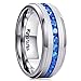 King Will GEM Men Women 8mm Titanium Engagement Ring Wedding Band Blue Simulated Sapphire Cubic Zirconia