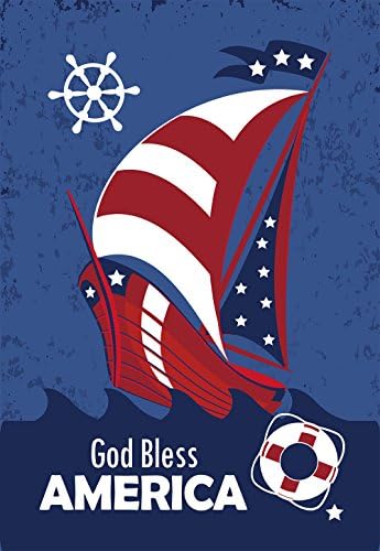 Morigins Patriotic Sailing Boat Double-Sided Summer 4th of July House Flag 28"x40"