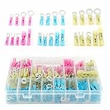 270 PCS Heat Shrink Wire Connector Set - Auto Marine (10-22 AWG) Insulated Electrical Wire Crimp Connector Kit - Fork,Hook,Splice,Ring,Spade,Quick-Connect/Disconnect Assortment