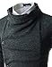 (GD93) Slim Stylish Unbalanced Metallic Leather Point Knitted Cardigan Sweaters Charcoal US M(Tag Size L)