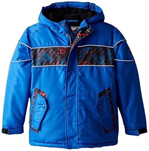 Rothschild Big Boys' Puffer Coat with Printed Stripe, Cobalt