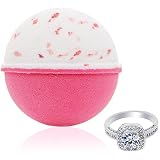 Bath Bomb with Surprise Size Ring Inside - Pink Himalayan Sea Salt Extra Large 10 oz. Bath Bombs with Jewelry - Hand Made in USA - Perfect for Spa & Bubble Bath. Great Gift for Birthday, Mothers Day