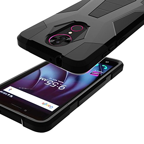 MINITURTLE Case Compatible w/ Cover for TMobile Revvl Plus [Shock Fusion Hybrid Hard Shell & Silicone Layer CoolPad Revvl Plus Case] TMobile Revvl Plus Case w/ Locking Stand Feature White Dragon - Thumbnail 4