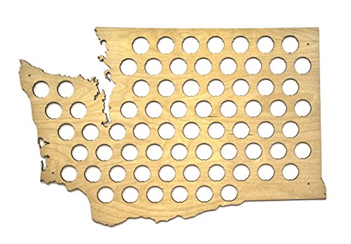 All 50 States Beer Cap Maps - Washington Beer Cap Map WA - Glossy Wood - Skyline Workshop