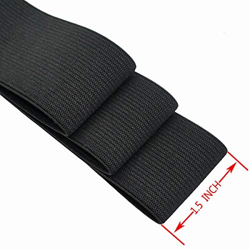 Knit Elastic 1.5 Inch Wide Black Heavy Stretch High Elasticity Knit Elastic Band 5 Yards
