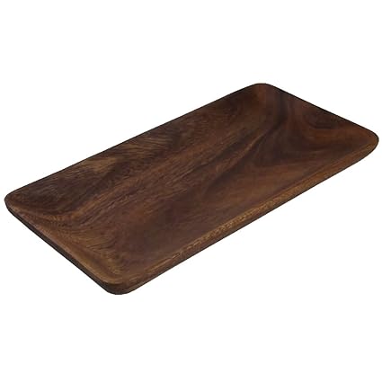 BANDEJA DE MADERA / PLATO FINO DE MADERA RECTANGULAR - MADERA DE ACACIA - COMERCIO JUSTO