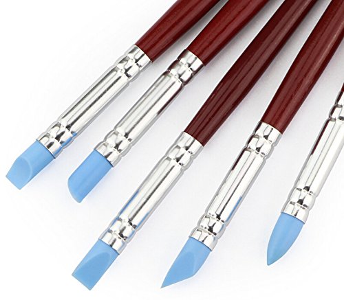 5 Clay Fingerprint Color Shaping Modeling Wipe Out Tools Rubber Tip Paint Brushes for Sculpture Pottery