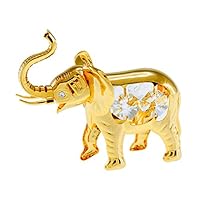 African Elephant 24k Gold Plated Tabletop Metal Figurine with Sparkling Clear Spectra Crystals by Swarovski