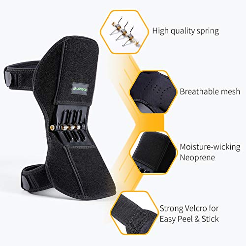 JOMECA Knee Booster 2 Pack, Powerlifts Spring Joint Support Knee Brace, Powerful Rebounds Spring Force for Knee osteoarthritis, Climbing, Squat, Mountaineering, Exercising, One Size Fits Most