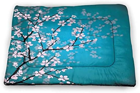 prunushome Pet Crate Mat Canine Mattress Teal Decor Assortment Gentle Crate Mat with Anti-Slip Backside Summary Tangled Lattice Sample Historic Moroccan Type Architectural Ornate for Indoor/Out of doors Use Aqua