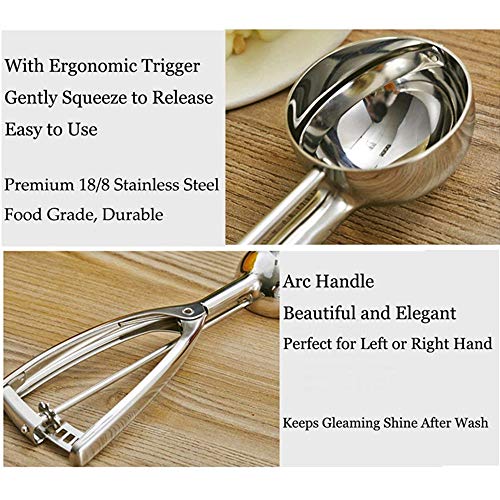 Cookie Scoop Set - Large/5.4 Tablespoon,Medium/2.8Tablespoon,Small/1.5 Tablespoon - JSDOIN Ice Cream Scoop Set, 18/8 Stainless Steel Dough Scoop Cupcake Scoop Melon Baller