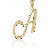 Certified 10k Gold Script Initial Letters "A-Z" Pendant Charm Necklace