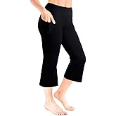 Yogipace Women's Cropped Kick Flare Yoga Pants with Pockets,Capri Length Slim Fit Lounge Pants,20"/22"/24" Inseam