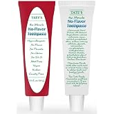 Tate's No Flavor Toothpaste Fluoride-Free, All-Natural Ingredients,Cavity Protection, Whitening &amp; Antiplaque for Sensitive Teeth, Bad Breath,Strengthens Enamel - Ideal for Adults &amp; Kids - 6.4 oz