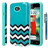LG L70 Case, LG Optimus L70 Case, Style4U Chevron Design Slim Fit Hybrid Armor Case for LG Optimus L70 with 1 Stylus and 1 HD Clear Screen Protector [Chevron Turquoise]