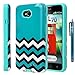 LG L70 Case, LG Optimus L70 Case, Style4U Chevron Design Slim Fit Hybrid Armor Case for LG Optimus L70 with 1 Stylus and 1 HD Clear Screen Protector [Chevron Turquoise]
