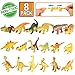 Rubber Dinosaur,8 Piece Mini Dinosaur Toy Set(Random),Food Grade Material TPR Super Stretchy,With Learning Study Card Gift Bag-Realistic Dinosaur Figure Squishy Toy Party Favors Cupcake Topper