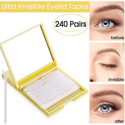 Ultra Invisible One Side Eyelid Tapes Stickers - 480pcs/240 Pairs Double Eyelid tapes Instant Eyelid Lift Without Surgery, Perfect for hooded, droopy, uneven, or mono-eyelids(LargeRandom Color)