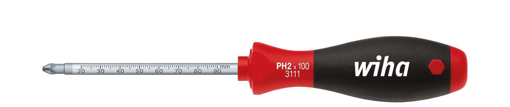 Wiha SoftFinish Phillips Screwdriver. 311 1SF PH1x80 Laser Scale, Black, 31111080