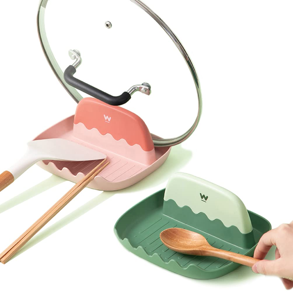 Photo 1 of 2 Pack Lid and Spoon Rest for Kitchen Counter, Cooking Ladle/Spatula/Spoon Holder for Stove Top, Utensil Rest with Pot Lid Holder for Countertop, Multifunction Kitchen Gadget Rack, Cooking Accessories