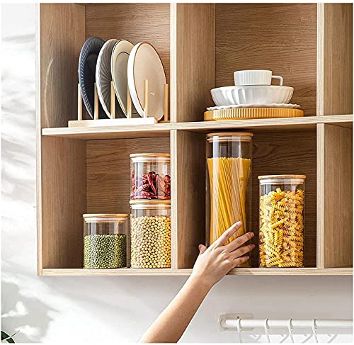 GGerou Glass Storage Jar with Bamboo Lids,Glass Airtight Canisters sets,Spice Jar, Pantry Organization and Storage Containers Ideal for Sugar, Coffee, Cookie, Candy,Cereals (1000ml/35.2 oz, Set of 6)