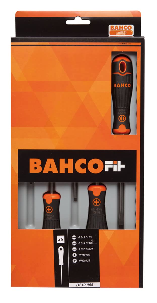 Bahco B219.005 "Fit" Slotted/Ph Screwdriver Set, Multi-Colour