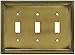 BRAINERD 64736 Beaded Triple Toggle Switch Wall Plate / Switch Plate / Cover, Tumbled Antique Brass