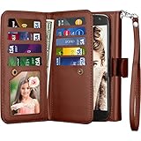 Moto X4 Case, Moto X4 Wallet Case, 2017 Motorola Moto X 4th Generation Flip Cover, Njjex [9 Card Slots] PU Leather Credit Card Holder [Detachable] [Kickstand] Phone Case &amp; Wrist Lanyard - Brown