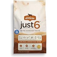 Rachael Ray Nutrish Just 6 Natural Dry Dog Food, Limited Ingredient, Lamb Meal & Rice, 28 lbs